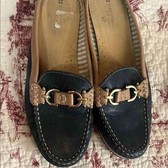 Women's Leather Loafers with Buckle Detail - Picture 1 of 5